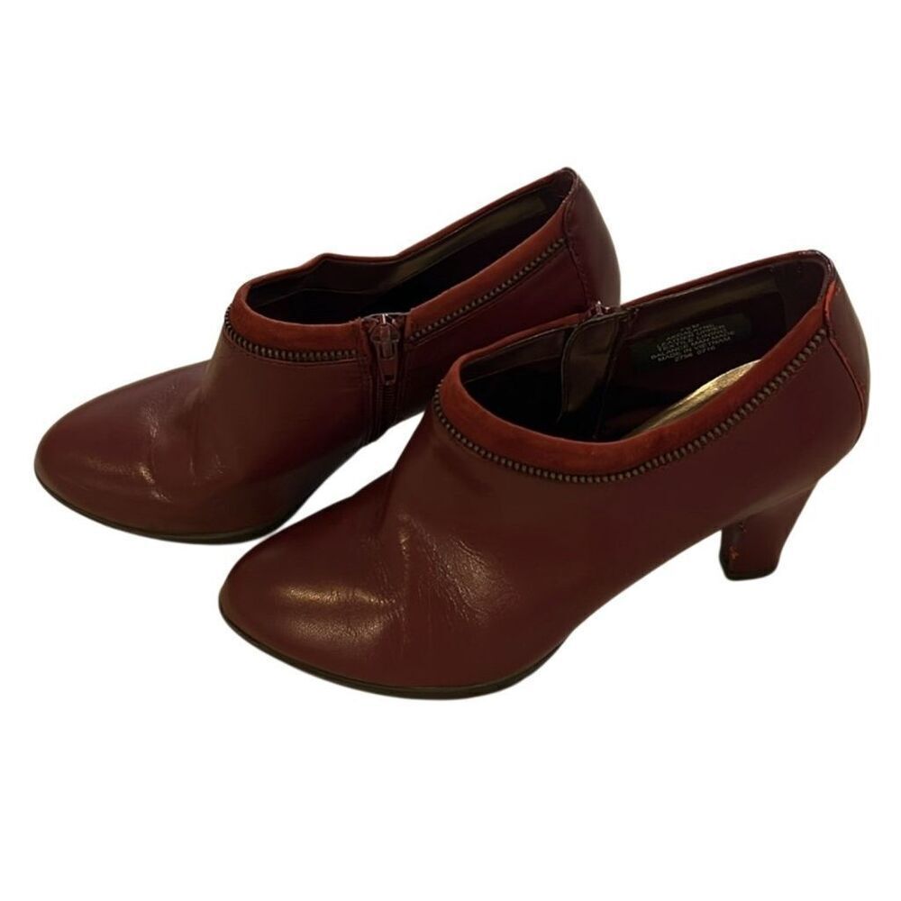 ANNE KLEIN | burgundy leather heeled booties 7.5 - Picture 3 of 8